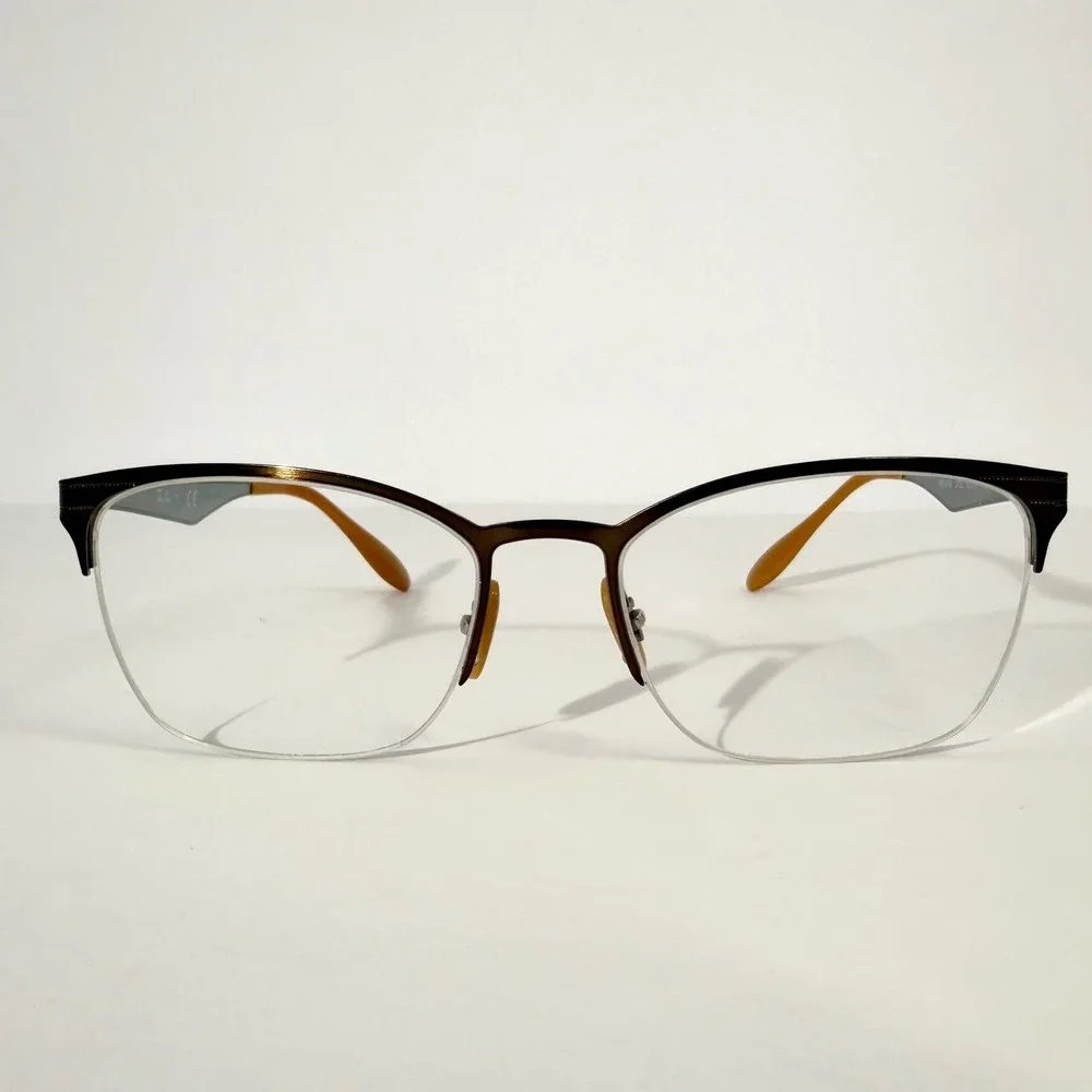 Ray-Ban RB6345 2732 Brown Silver Semi-Rimless Cat‎ Eye Optical Frames 52-17-135